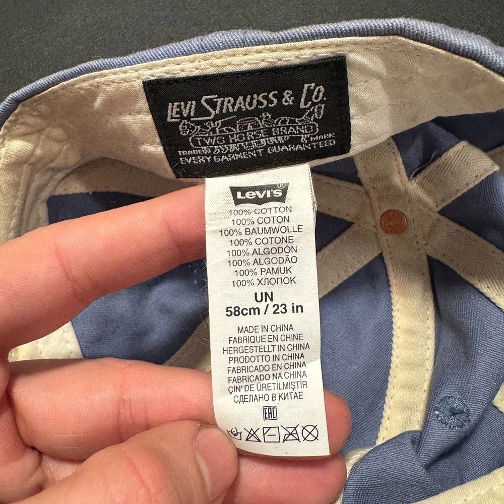 Levi's‎ Hat Cap Men OS Blue Solid Cotton Vintage Y2K Logo Spellout Streetwear